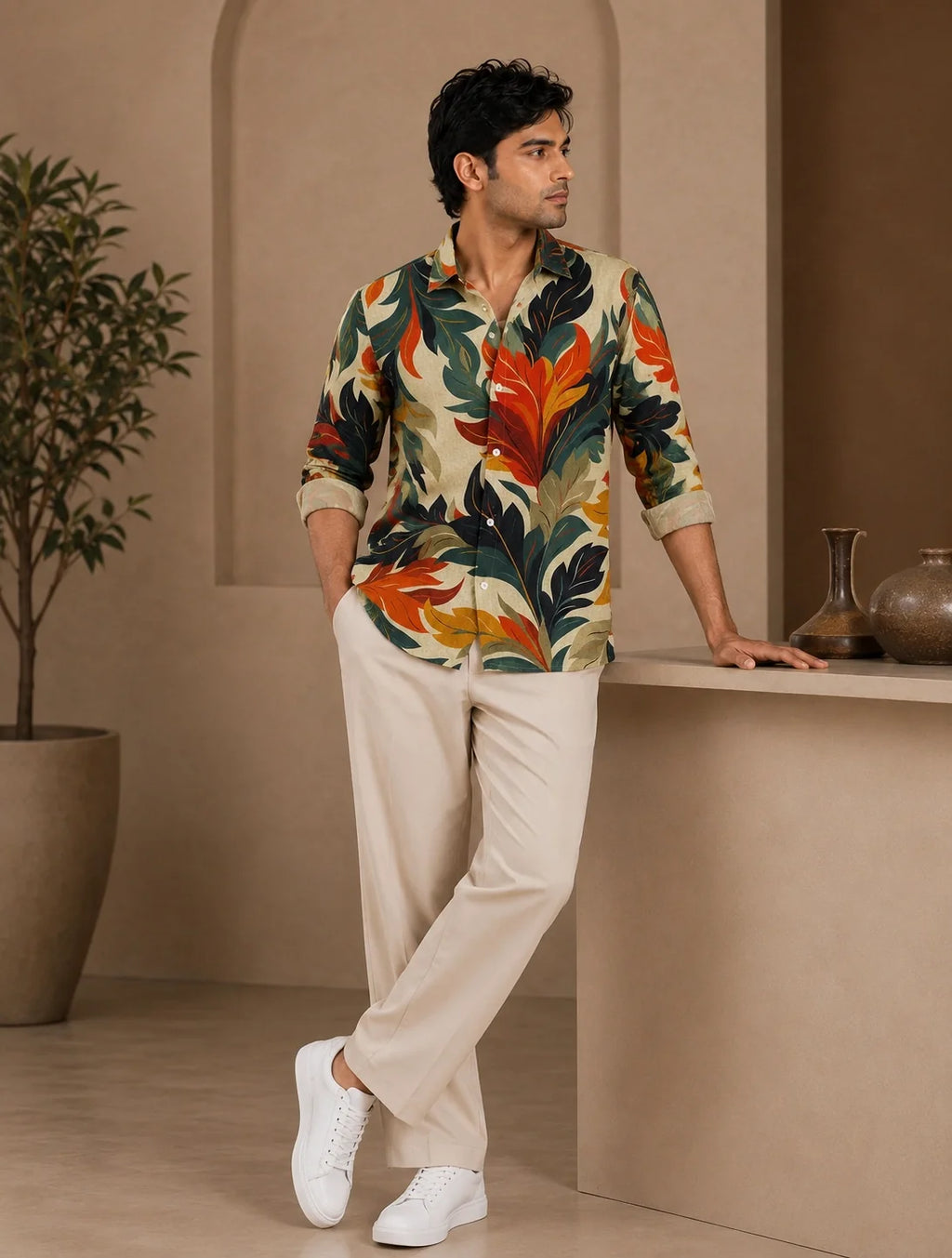 Multi Feather Printed Mens Half Sleeves Shirts Exclusive - XPST