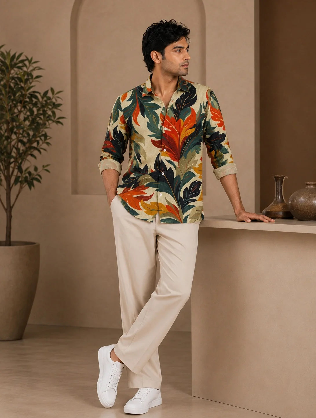 Multi Feather Printed Mens Half Sleeves Shirts Exclusive - XPST