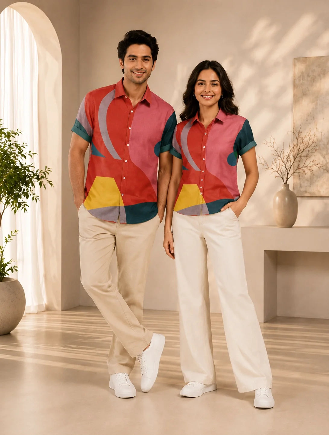 Pink Layer Printed Mens Half Sleeves Shirts Exclusive - XPST