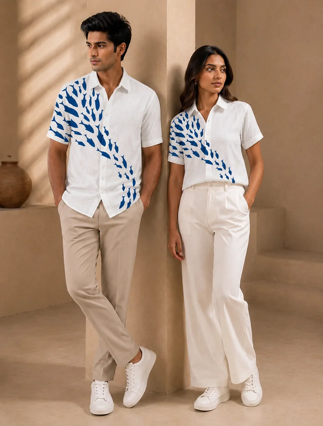 White Dolphin Printed Mens Half Sleeves Shirts Exclusive - XPST