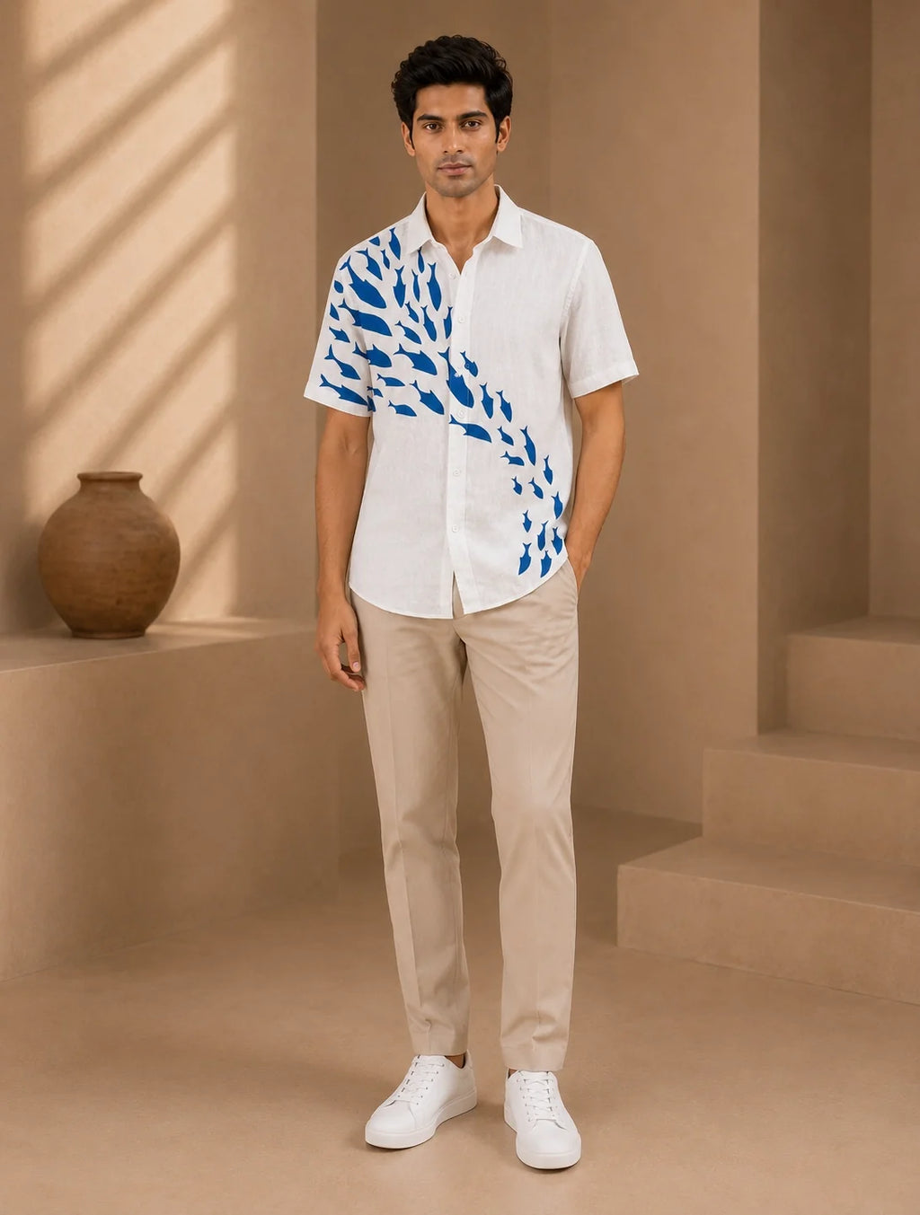 White Dolphin Printed Mens Half Sleeves Shirts Exclusive - XPST