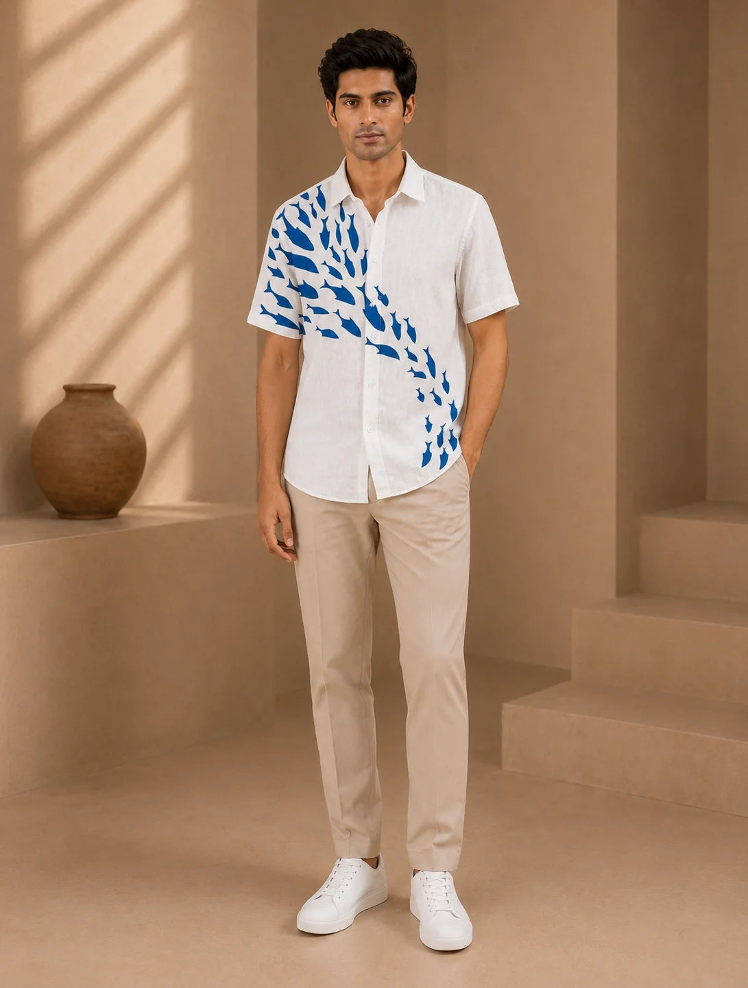 White Dolphin Printed Mens Half Sleeves Shirts Exclusive - XPST